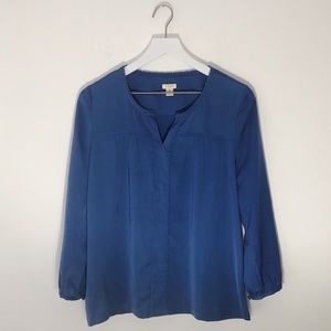 J Crew Peasant Top With Mini Pom Pom Trim Size M